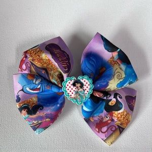 Big girls hair bow with Princess Jasmine design